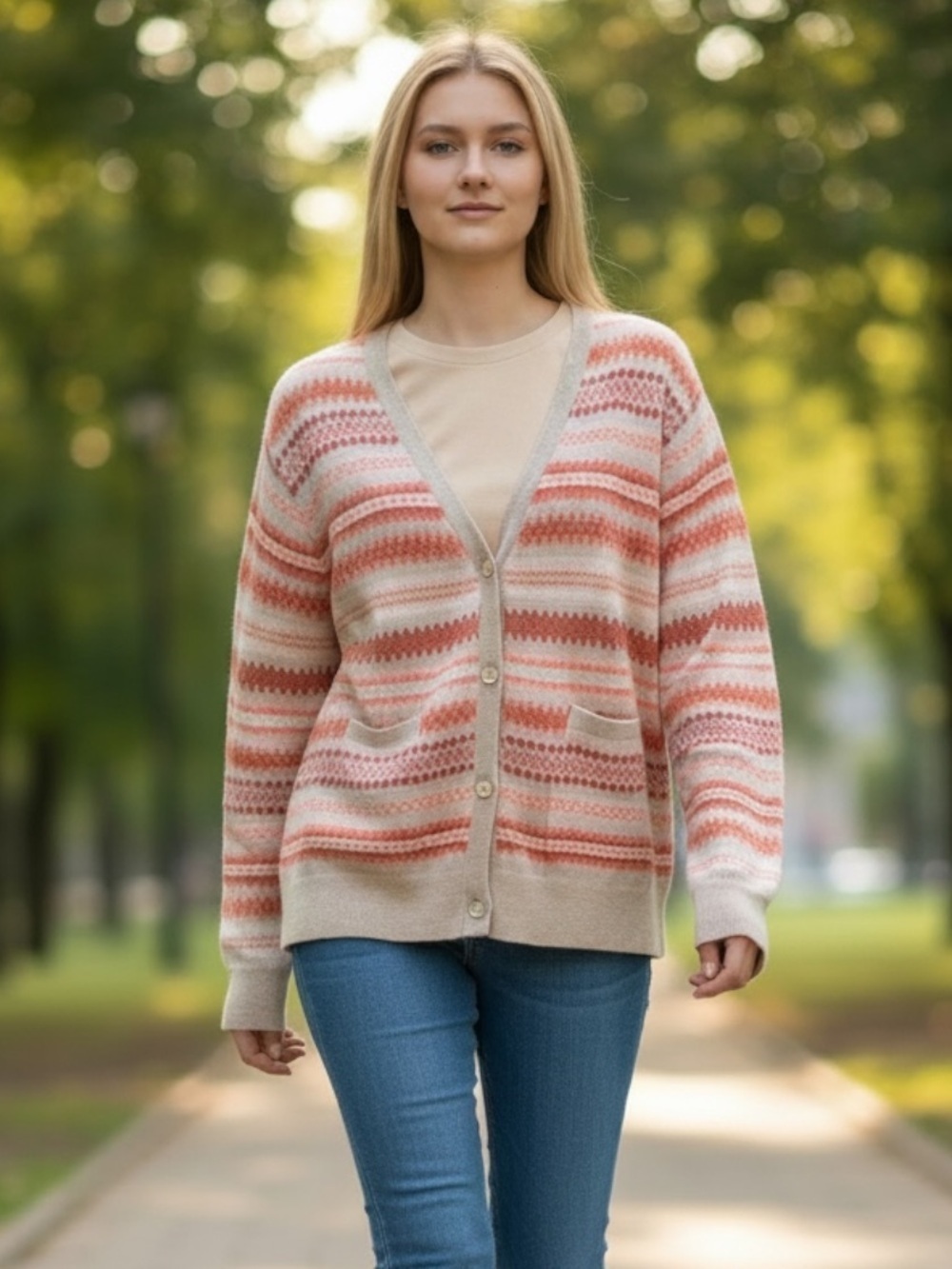 Lands' End special ed Cardigan Pink Cream Plus Size Women's 18P quality fabric